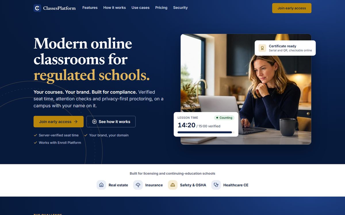 ClassesPlatform homepage